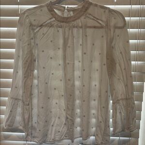 LOFT Cream Blouse with Delicate Embroidery